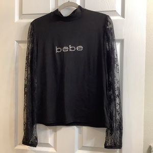 Bebe shirt w/ long sheer sleeve